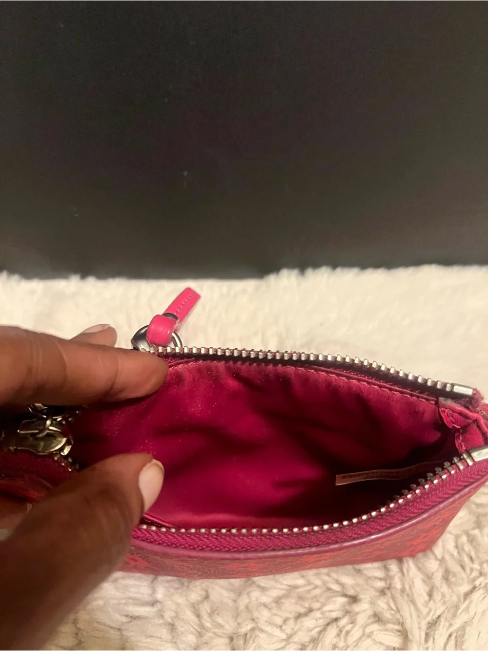 Coach Waverly Pink and Red Signature Wristlet
